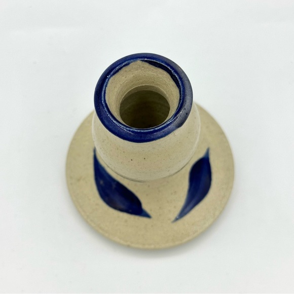 Vintage 1994 Williamsburg Pottery Handpainted Small CandleStick Holder Vase - Picture 4 of 5